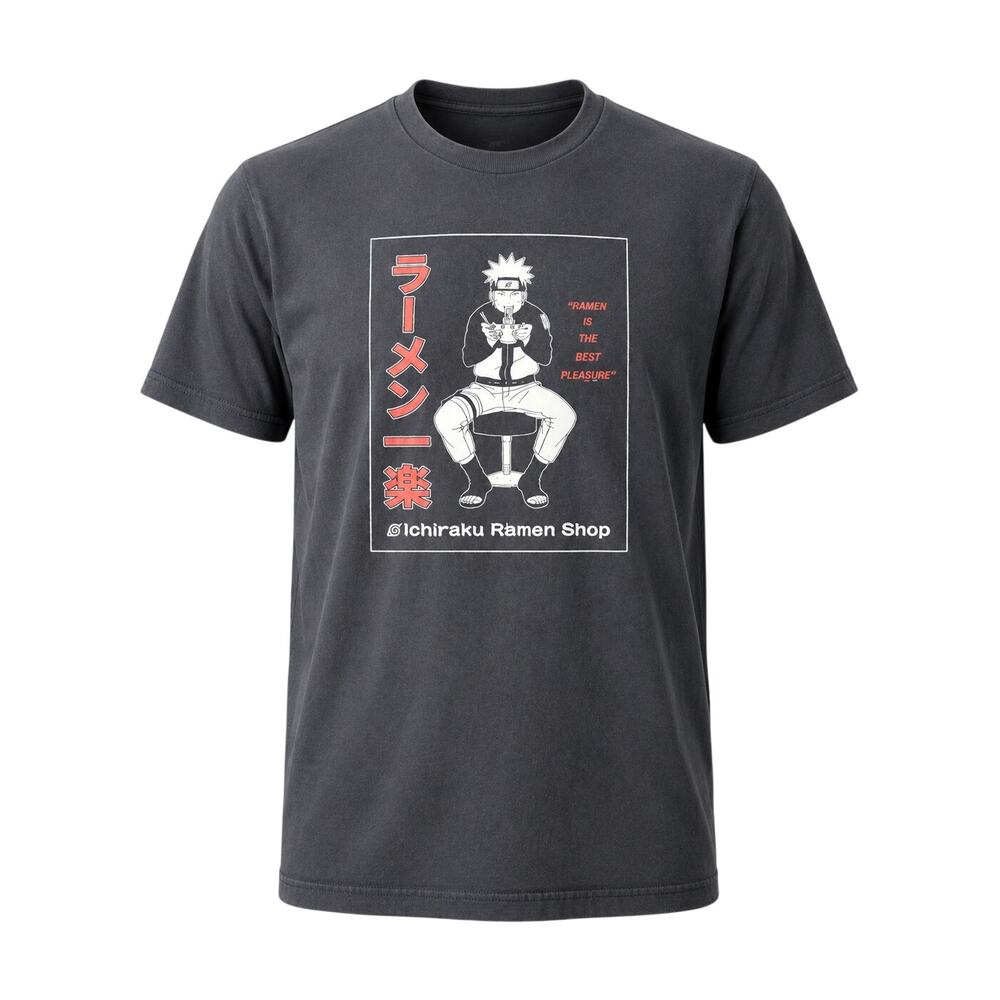 Naruto Ichiraku Ramen Black Anime Graphic T-Shirt Size Medium
